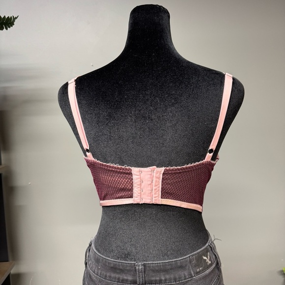 Victorias Secret Dream Angels push up long line bra women’s 34D pink lace - Picture 3 of 8